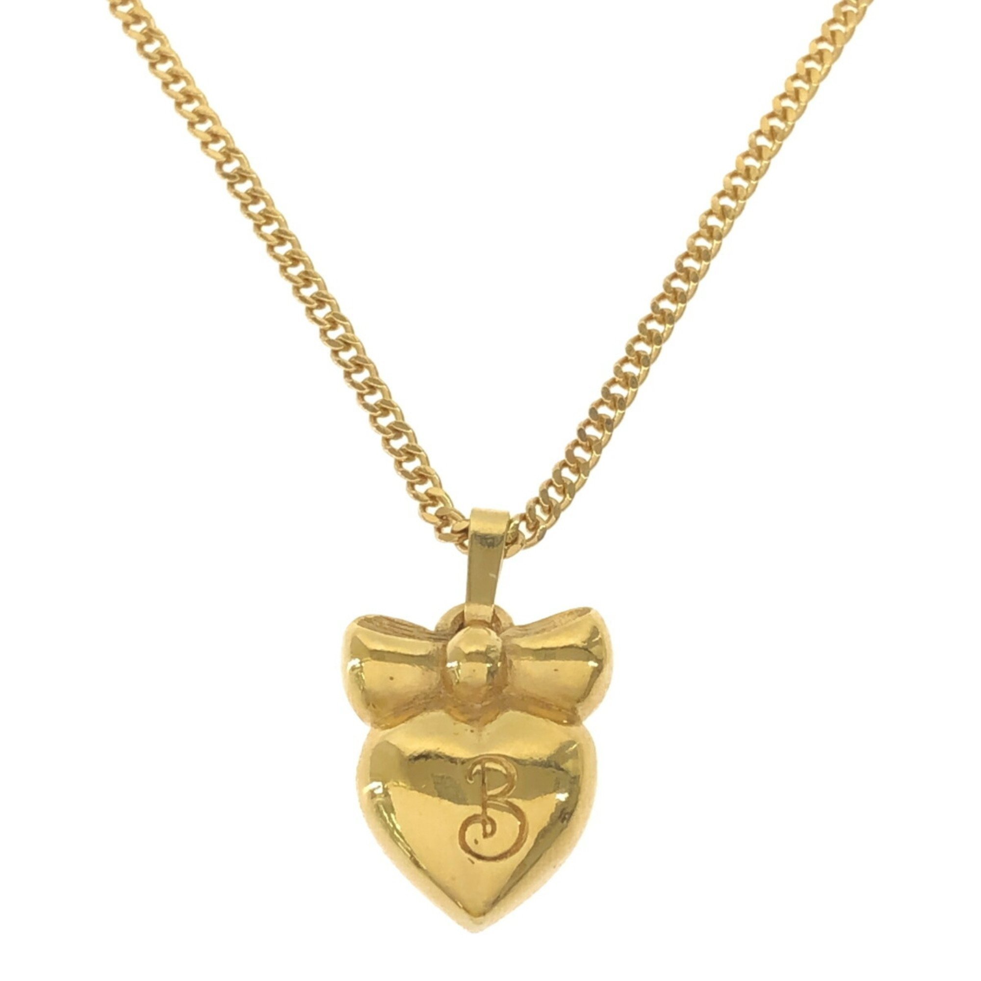 Burberry Necklace Heart Ribbon Vintage Accessory Plated Gold Womens Mikuniga 269$